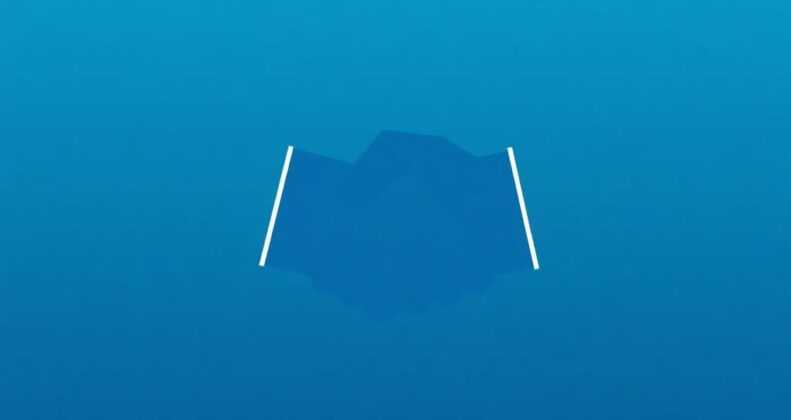 Interconnected hexagonal nodes in deep blue and teal representing software development team networks for startup staffin
